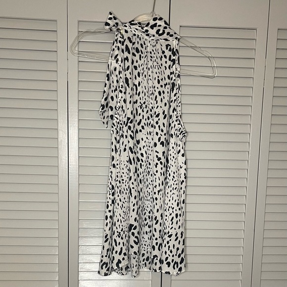 INC International Concepts Black and White Tie Neck Top - Picture 2 of 5